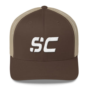 South Carolina - Mesh Back Trucker Cap - White Embroidery - SC - Many Hat Color Options Available