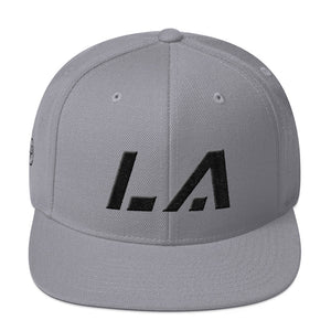 Louisiana - Flat Brim Hat - Black Embroidery - LA - Many Hat Color Options Available