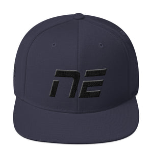 Nebraska - Flat Brim Hat - Black Embroidery - NE - Many Hat Color Options Available