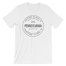 Pennsylvania - Short-Sleeve Unisex T-Shirt - Latitude & Longitude