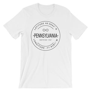 Pennsylvania - Short-Sleeve Unisex T-Shirt - Latitude & Longitude