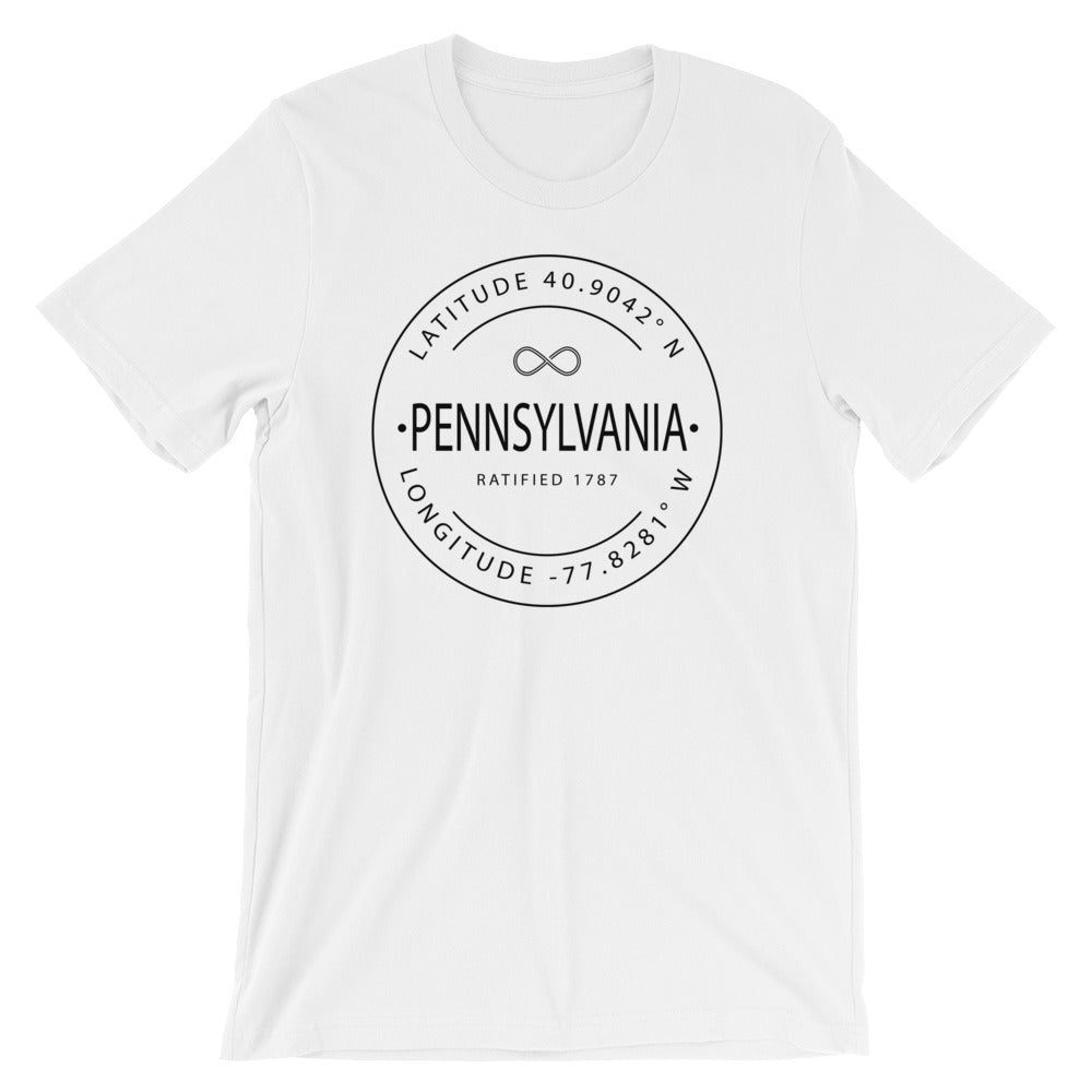 Pennsylvania - Short-Sleeve Unisex T-Shirt - Latitude & Longitude