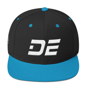Delaware - Flat Brim Hat - White Embroidery - DE - Many Hat Color Options Available
