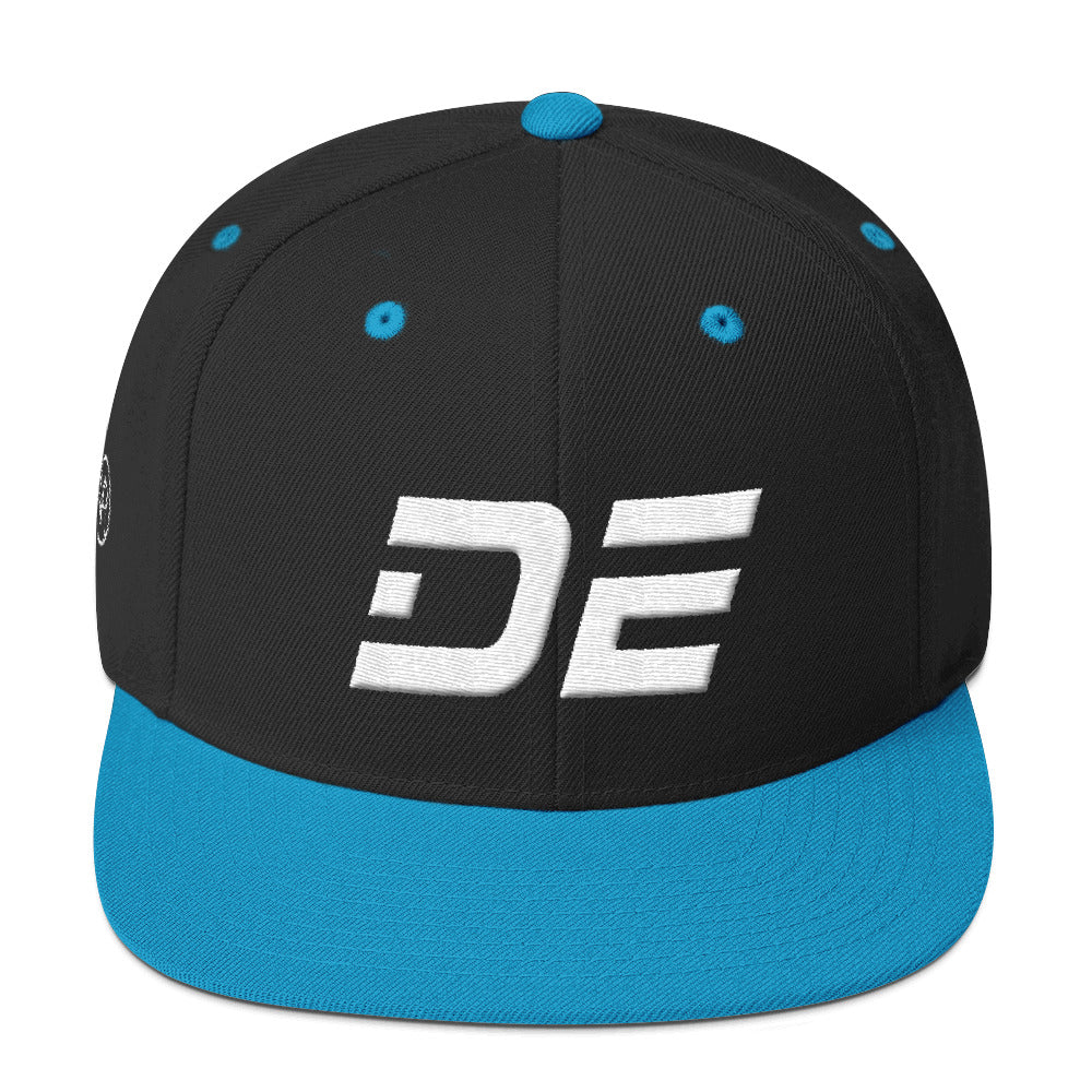 Delaware - Flat Brim Hat - White Embroidery - DE - Many Hat Color Options Available