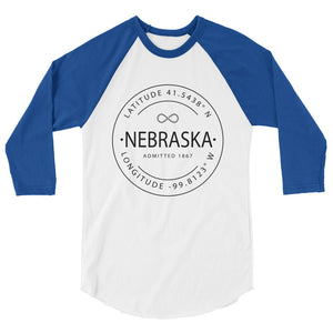 Nebraska - 3/4 Sleeve Raglan Shirt - Latitude & Longitude