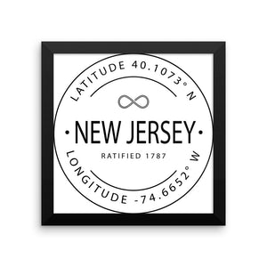 New Jersey - Framed Print - Latitude & Longitude