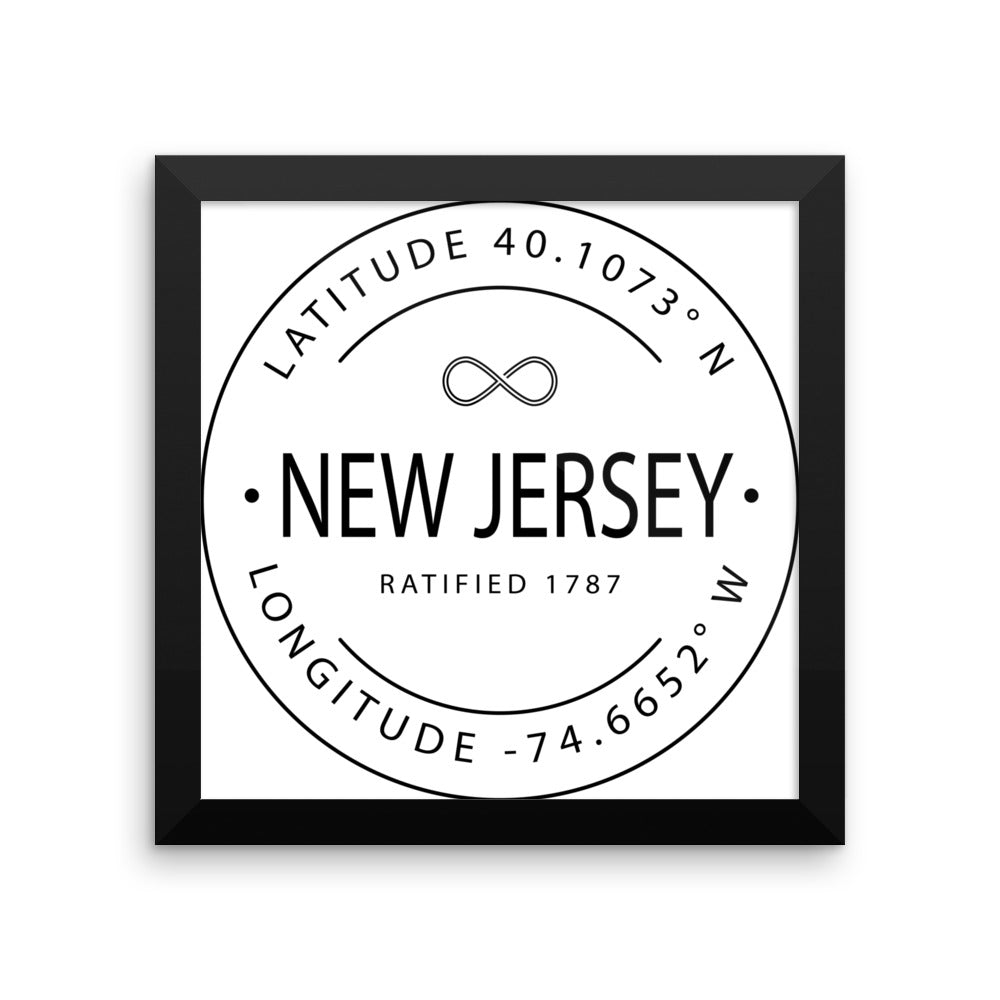 New Jersey - Framed Print - Latitude & Longitude