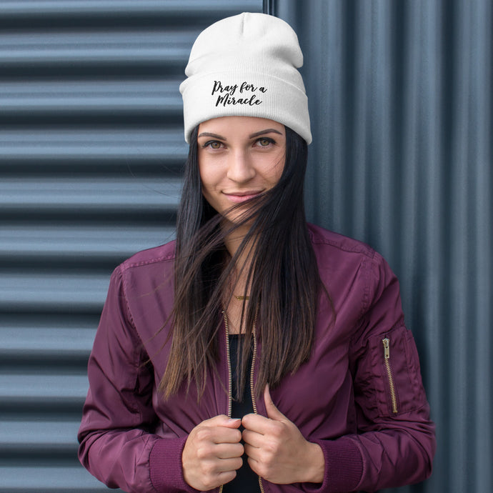 Margo's Collection - Pray for a Miracle - Black Embroidery - Beanie - Different hat colors available