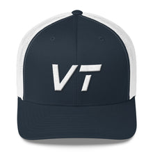 Vermont - Mesh Back Trucker Cap - White Embroidery - VT - Many Hat Color Options Available