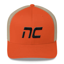 North Carolina - Mesh Back Trucker Cap - Black Embroidery - NC - Many Hat Color Options Available