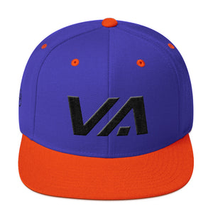 Virginia - Flat Brim Hat - Black Embroidery - VA - Many Hat Color Options Available