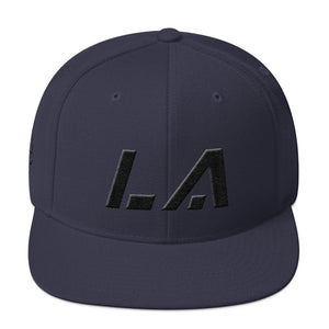 Louisiana - Flat Brim Hat - Black Embroidery - LA - Many Hat Color Options Available