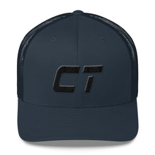 Connecticut - Mesh Back Trucker Cap - Black Embroidery - CT - Many Hat Color Options Available