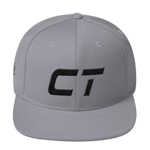 Connecticut - Flat Brim Hat - Black Embroidery - CT - Many Hat Color Options Available