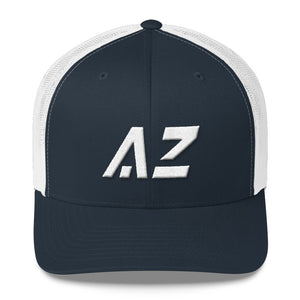 Arizona - Mesh Back Trucker Cap - White Embroidery - AZ - Many Hat Color Options Available