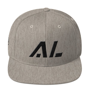 Alabama - Flat Brim Hat - Black Embroidery - AL - Many Hat Color Options Available