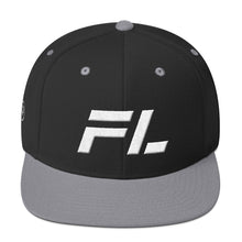 Florida - Flat Brim Hat - White Embroidery - FL - Many Hat Color Options Available