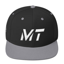 Montana - Flat Brim Hat - White Embroidery - MT - Many Hat Color Options Available