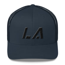 Louisiana - Mesh Back Trucker Cap - Black Embroidery - LA - Many Hat Color Options Available