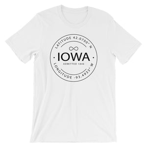 Iowa - Short-Sleeve Unisex T-Shirt - Latitude & Longitude