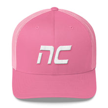 North Carolina - Mesh Back Trucker Cap - White Embroidery - NC - Many Hat Color Options Available