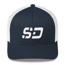 South Dakota - Mesh Back Trucker Cap - White Embroidery - SD - Many Hat Color Options Available