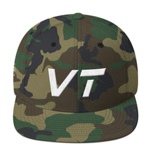 Vermont - Flat Brim Hat - White Embroidery - VT - Many Hat Color Options Available