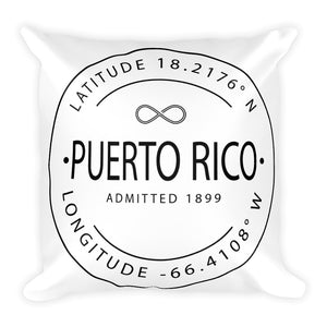 Puerto Rico - Throw Pillow - Latitude & Longitude