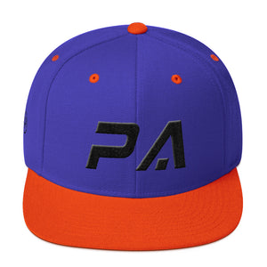 Pennsylvania - Flat Brim Hat - Black Embroidery - PA - Many Hat Color Options Available