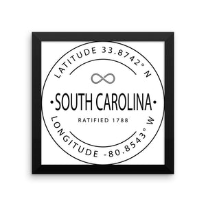 South Carolina - Framed Print - Latitude & Longitude