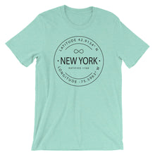 New York - Short-Sleeve Unisex T-Shirt - Latitude & Longitude