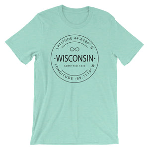 Wisconsin - Short-Sleeve Unisex T-Shirt - Latitude & Longitude