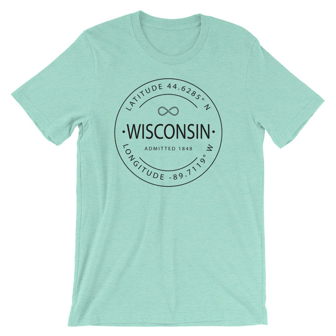 Wisconsin - Short-Sleeve Unisex T-Shirt - Latitude & Longitude