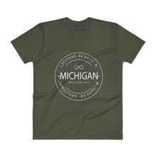 Michigan - V-Neck T-Shirt - Latitude & Longitude
