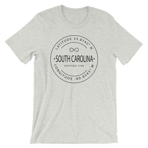 South Carolina - Short-Sleeve Unisex T-Shirt - Latitude & Longitude