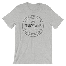 Pennsylvania - Short-Sleeve Unisex T-Shirt - Latitude & Longitude