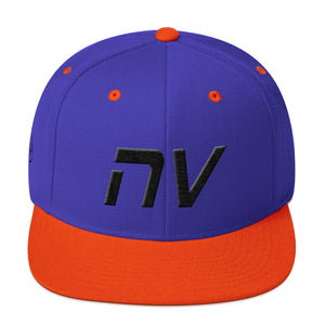 Nevada - Flat Brim Hat - Black Embroidery - NV - Many Hat Color Options Available