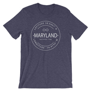 Maryland - Short-Sleeve Unisex T-Shirt - Latitude & Longitude