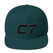 Connecticut - Flat Brim Hat - Black Embroidery - CT - Many Hat Color Options Available