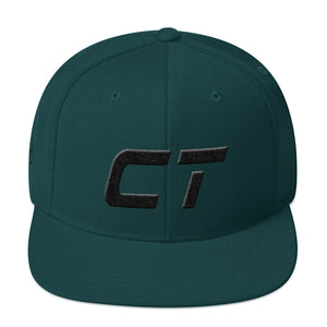 Connecticut - Flat Brim Hat - Black Embroidery - CT - Many Hat Color Options Available
