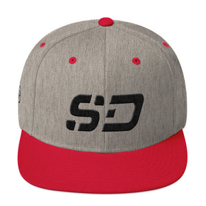 South Dakota - Flat Brim Hat - Black Embroidery - SD - Many Hat Color Options Available