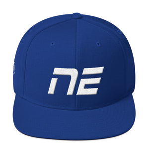 Nebraska - Flat Brim Hat - White Embroidery - NE - Many Hat Color Options Available