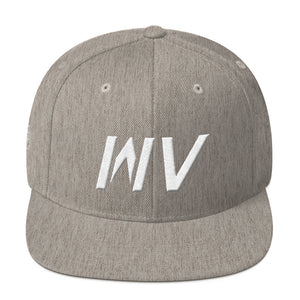 West Virginia - Flat Brim Hat - White Embroidery - WV - Many Hat Color Options Available
