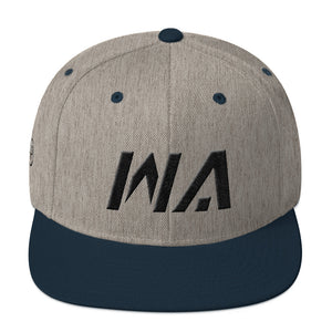 Washington - Flat Brim Hat - Black Embroidery - WA - Many Hat Color Options Available