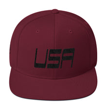 USA Designs - Embroidered Flat Brim, Snapback Hat - USA