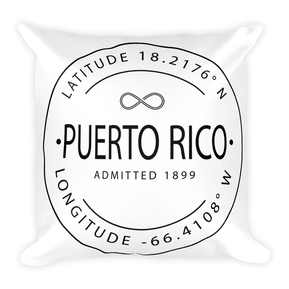 Puerto Rico - Throw Pillow - Latitude & Longitude