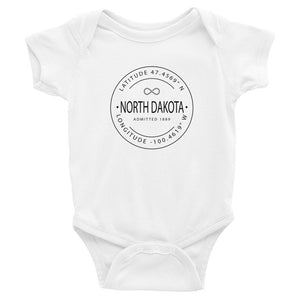 North Dakota - Infant Bodysuit - Latitude & Longitude