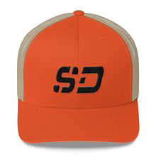 South Dakota - Mesh Back Trucker Cap - Black Embroidery - SD - Many Hat Color Options Available