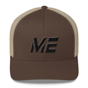 Maine - Mesh Back Trucker Cap - Black Embroidery - ME - Many Hat Color Options Available