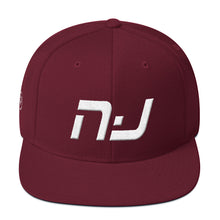 New Jersey - Flat Brim Hat - White Embroidery - NJ - Many Hat Color Options Available